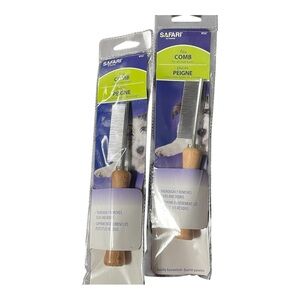 Safari Metal Flea Comb with Wooden Handle Set of 2 W567